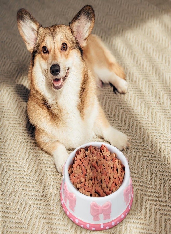 Reallnaive 1 Pcs Pink Bow Ceramic Bowl for Small Dog and Cat Cute Bowtie Pet Bowl for Food Water Macaron Pink Puppy Dish Pets Feeding Bowls Suitable for Small Cat Dogs - Image 4